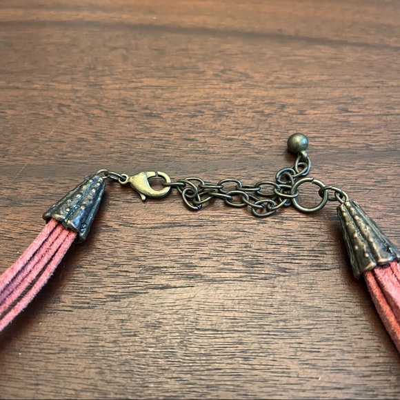 Red Stone Leather 3 Strand Necklace - Picture 4 of 4